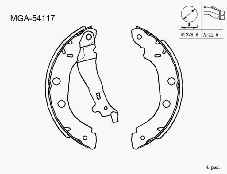 [MGA 54117] Kango (98-08) Arka Balata Büyük Tip 7701208063 ( + 1 mm )